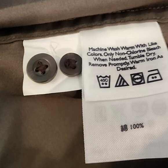 New! Eddie Bauer Button Down Long Sleeve Shirt 100% Cotton Size XL Olive Green - Picture 6 of 6